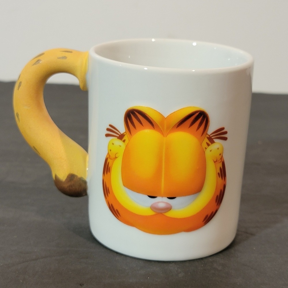 Garfield Mug‎ White Ceramic Orange Cat Face Handle Coffee Tea Cup